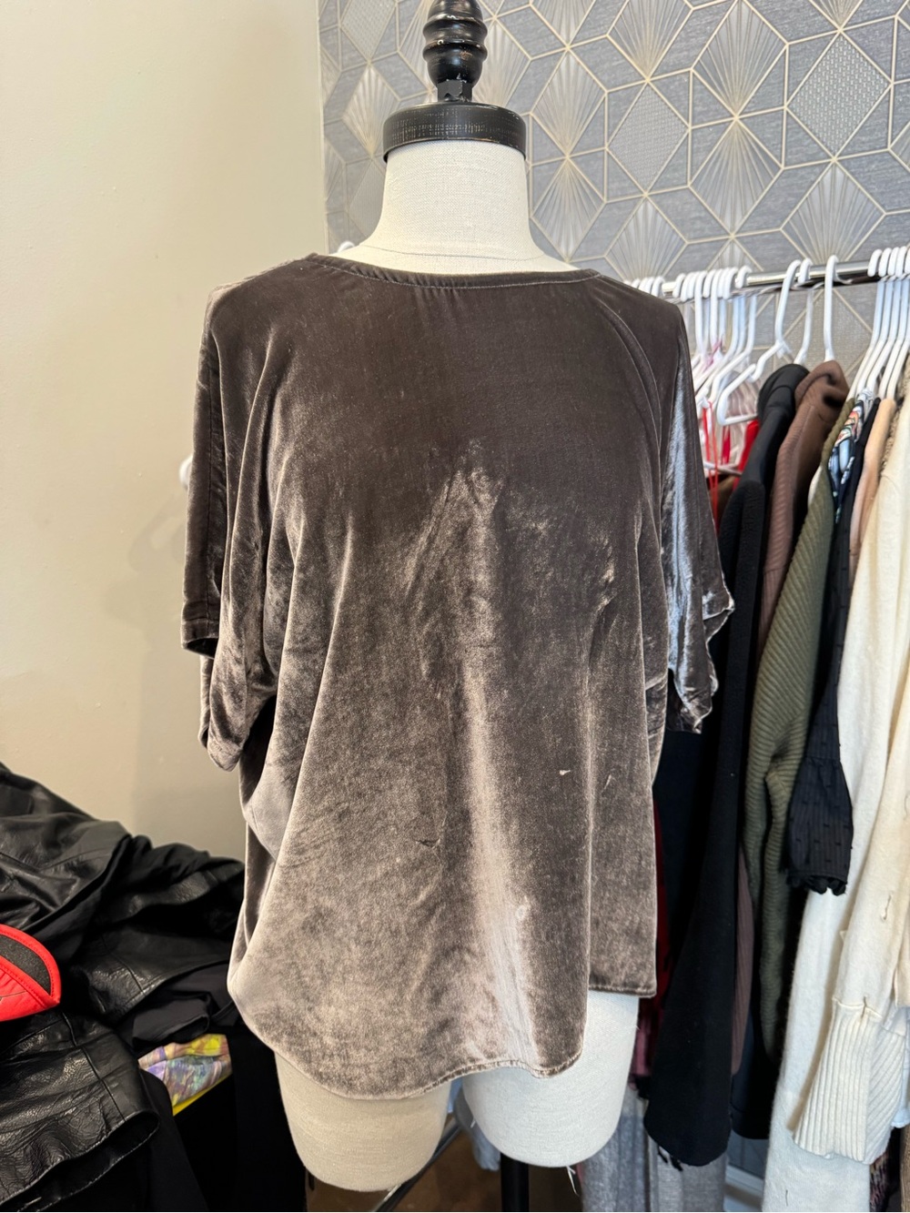 Madewell Plush Velvet Short-Sleeve Tee in Taupe Brown